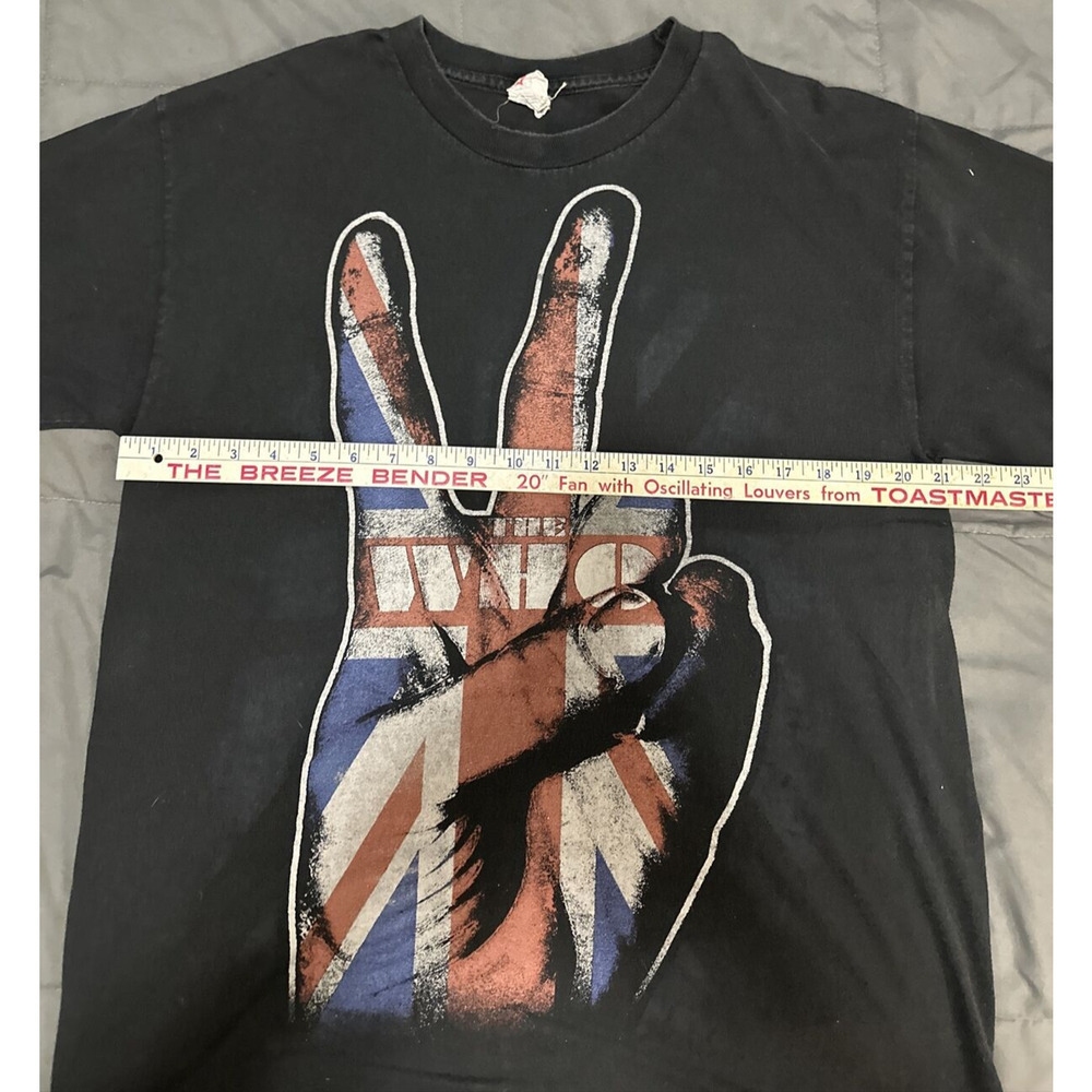 Vintage The Who Shirt Adult Peace Sign Union Jack Flag Black Crew Neck Large - Picture 8 of 11